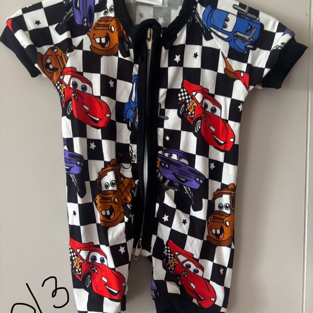 Cars 0/3 Cartoon Checkered bamboo shorty